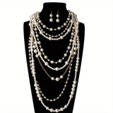 Boho Multi-Layered Pearl Statement Set