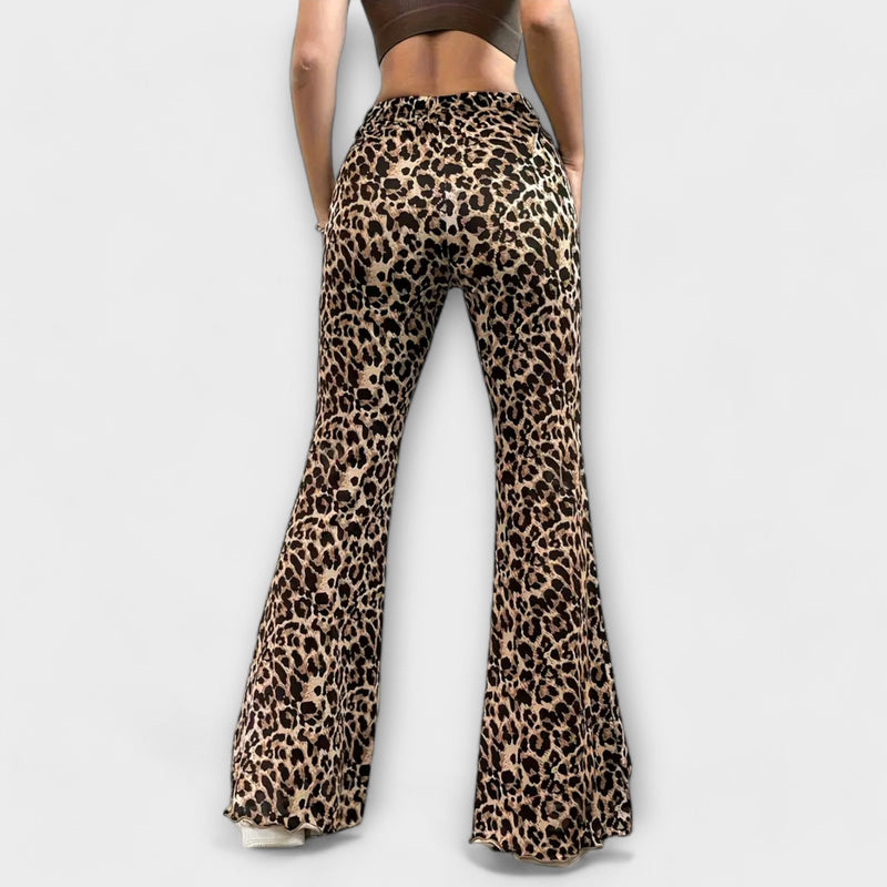 Leopardí Bootcut Kalhoty