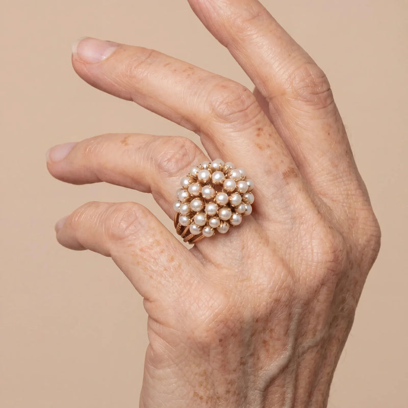 Classic Inlaid Pearl Gold Ring