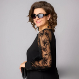 Helena - Elegantní černé šaty s krajkovými rukávy